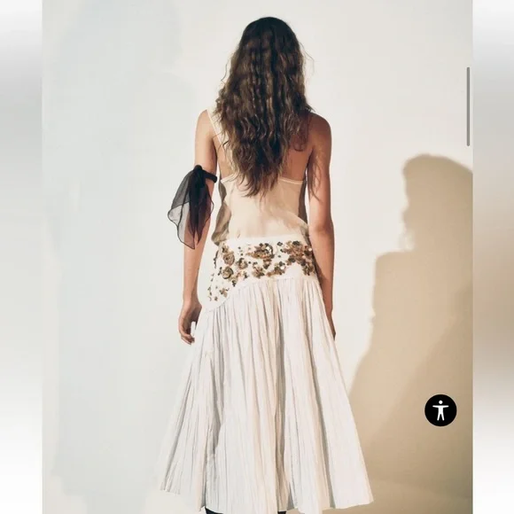 Zara $129 Embellished Jeweled Midi Skirt ZW Collection Size Small NWT - Picture 3 of 11